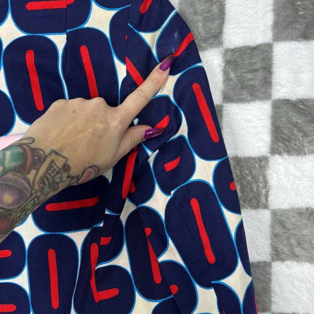 Retro blazer Mod 70βs Vintage union made ILGWU XS cropped white/blue/orange/red - Picture 6 of 8